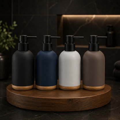 Premium ABS Soap Dispenser with Wooden Base 480ml
