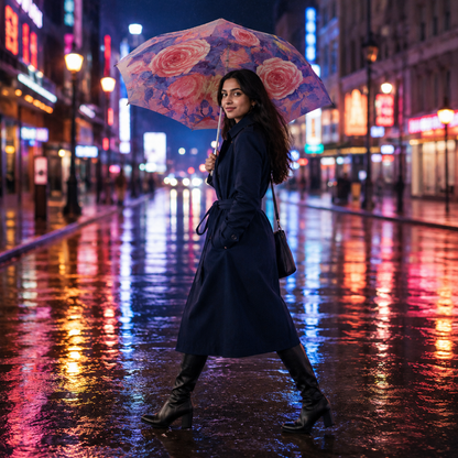 Elegant Floral UV Protection Tested Folding Umbrella with Auto Open Design