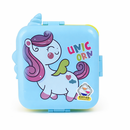 Unicorn Bento Lunch Box with 3 Compartments for Kids - 1590ml