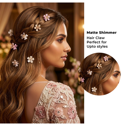 Elegant Floral Mini Hair Claw Clips Set for Girls and Women - 6 Pcs