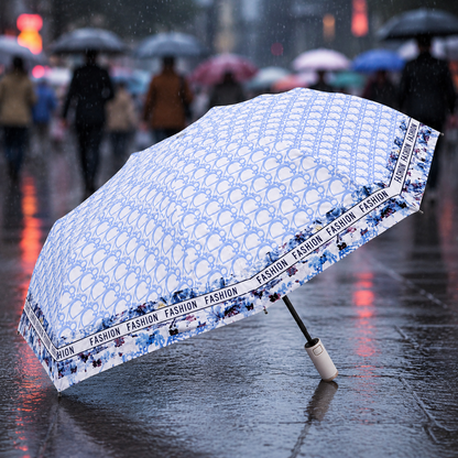 UV Protection Tested Floral Folding Umbrella with One-Touch Open