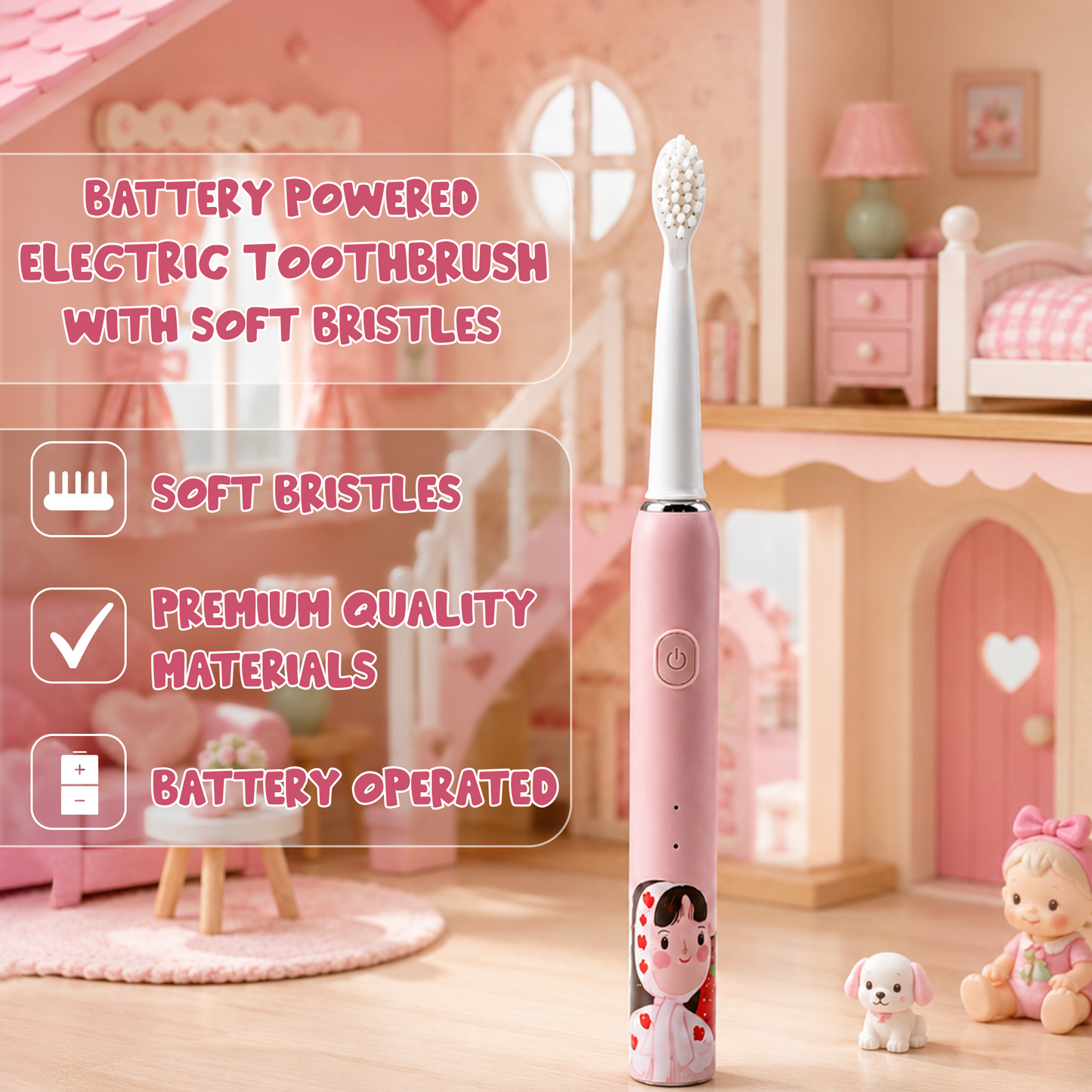Cartoon Kids Electric Toothbrush with USB Charging & 3 Modes