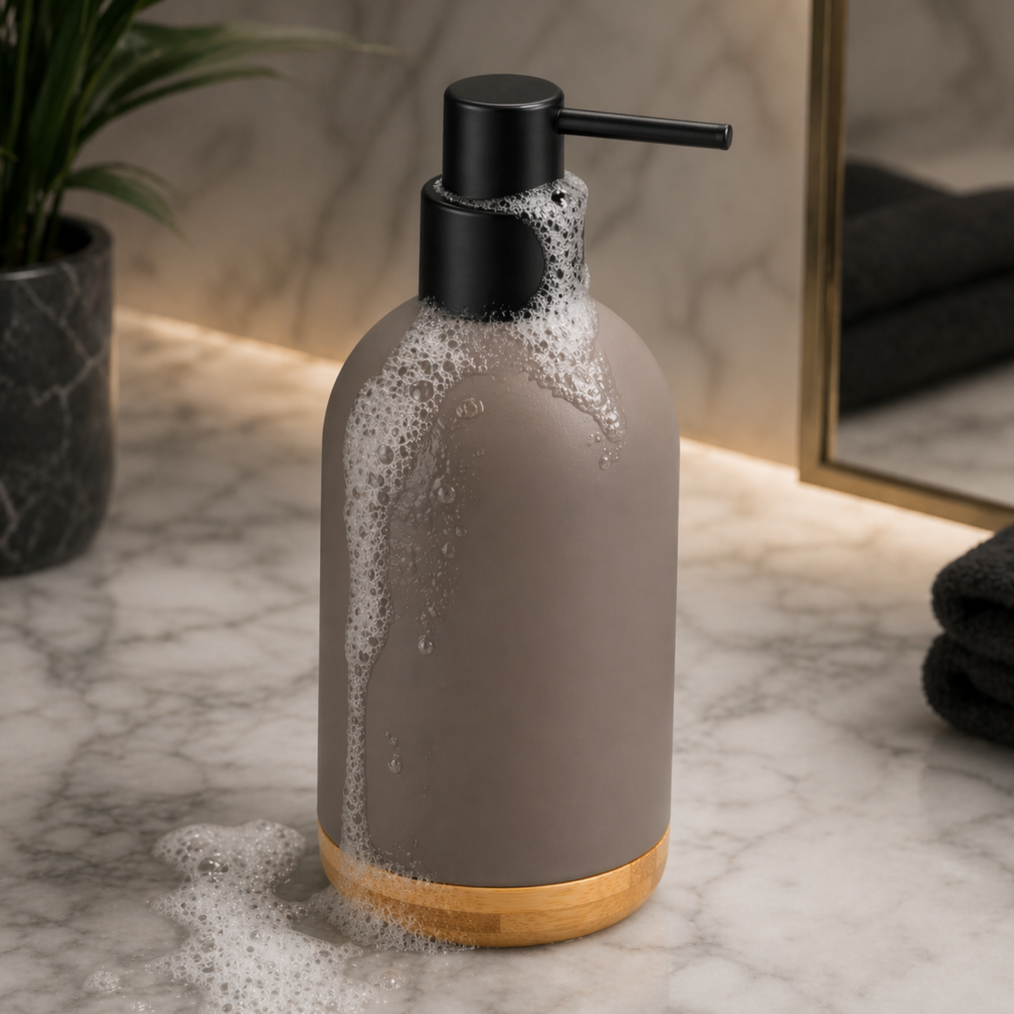 Premium ABS Soap Dispenser with Wooden Base 480ml