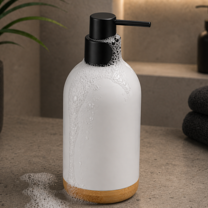 Premium ABS Soap Dispenser with Wooden Base 480ml