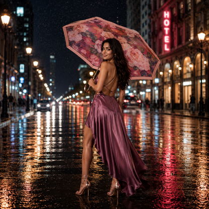 Elegant Floral UV Protection Tested Folding Umbrella with Auto Open Design