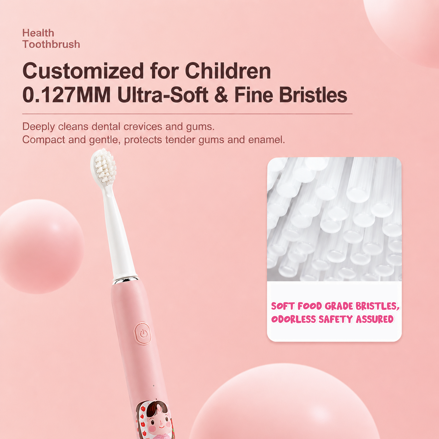 Cartoon Kids Electric Toothbrush with USB Charging & 3 Modes