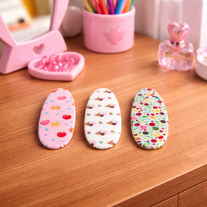 Cute Printed Snap Hair Clips Set of 3 for Girls with Butterfly & Dot Designs