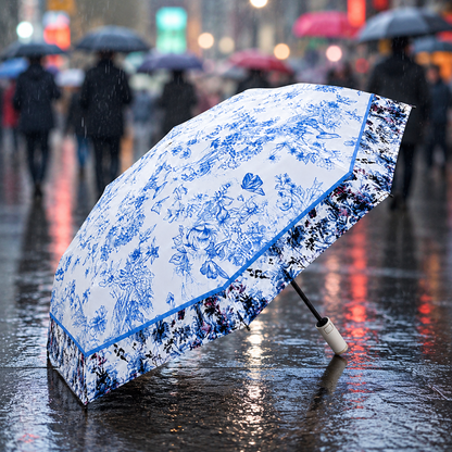 UV Protection Tested Floral Folding Umbrella with One-Touch Open