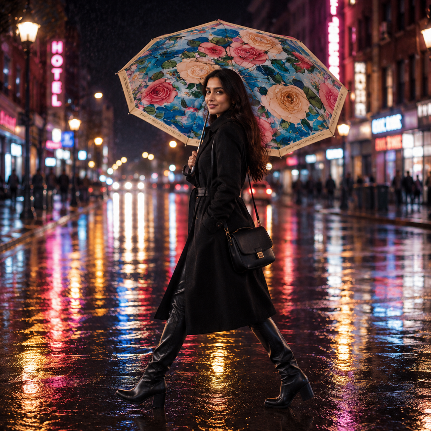 Elegant Floral UV Protection Tested Folding Umbrella with Auto Open Design