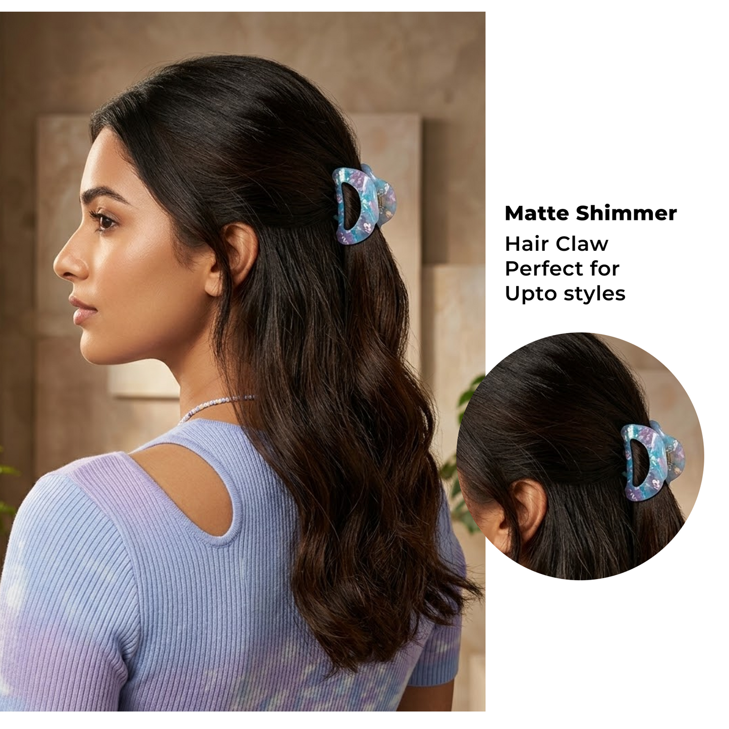 Opalescent Cloud Hair Claw Clip – Pearlescent ABS Hair Accessory for Women
