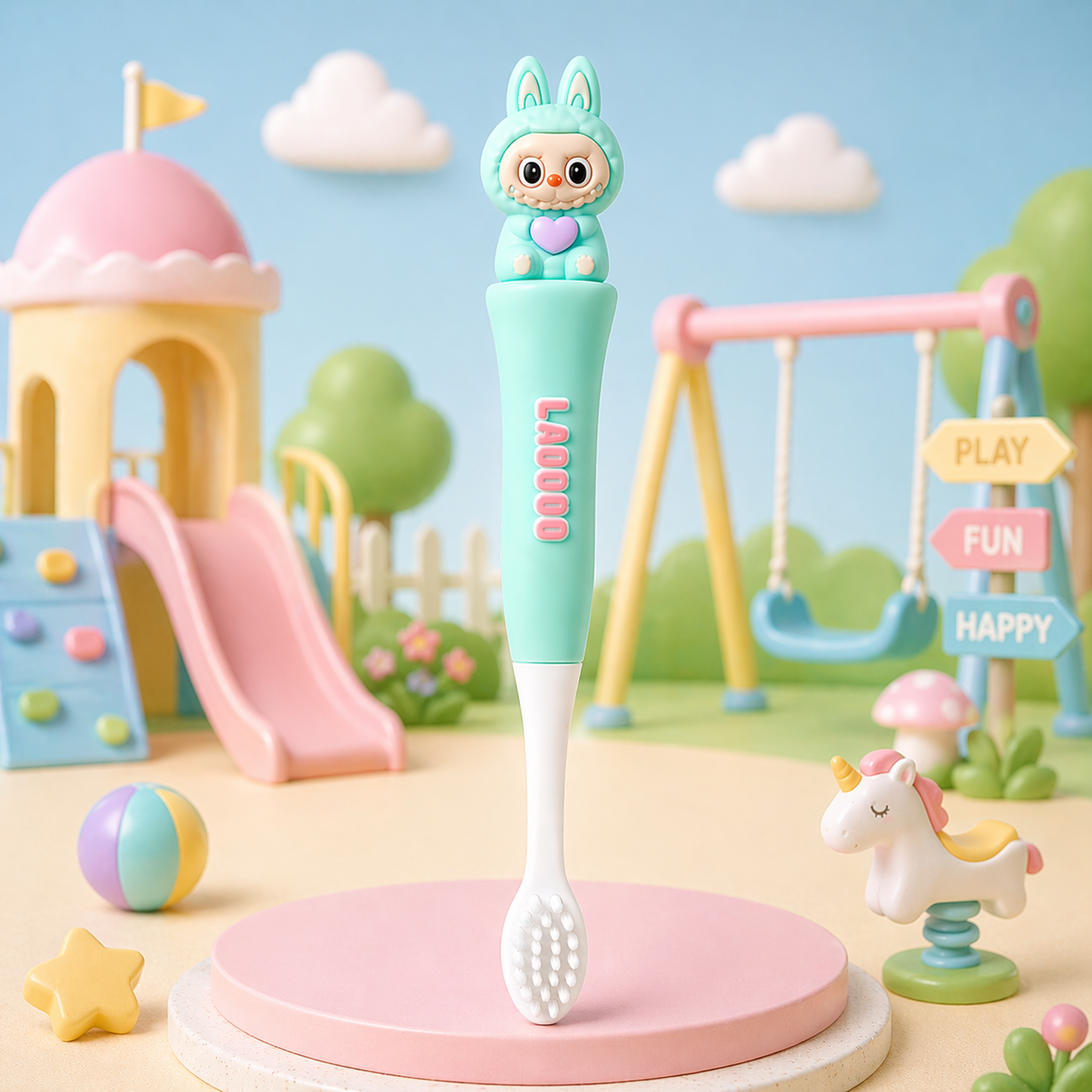 Labubu Toothbrush for Kids with Soft Microfiber Bristles (3-6Y)