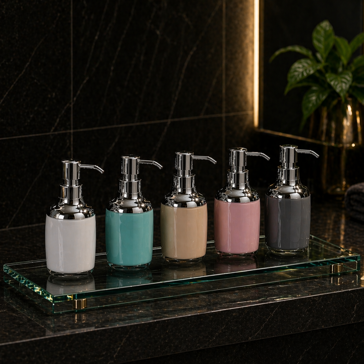 Premium Acrylic Grey Liquid Soap Dispenser Bottle 280ml