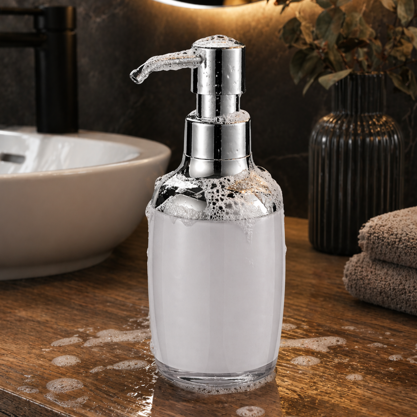 Premium Acrylic Grey Liquid Soap Dispenser Bottle 280ml