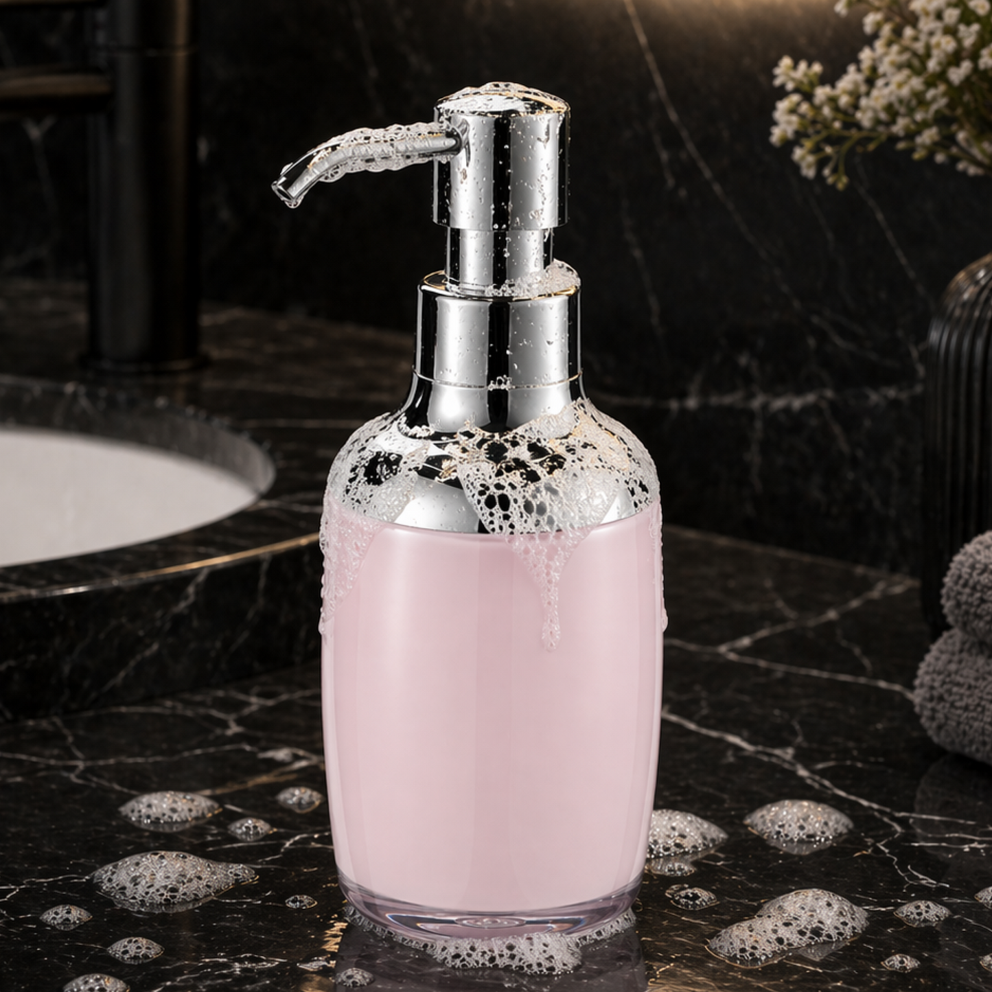 Premium Acrylic Grey Liquid Soap Dispenser Bottle 280ml
