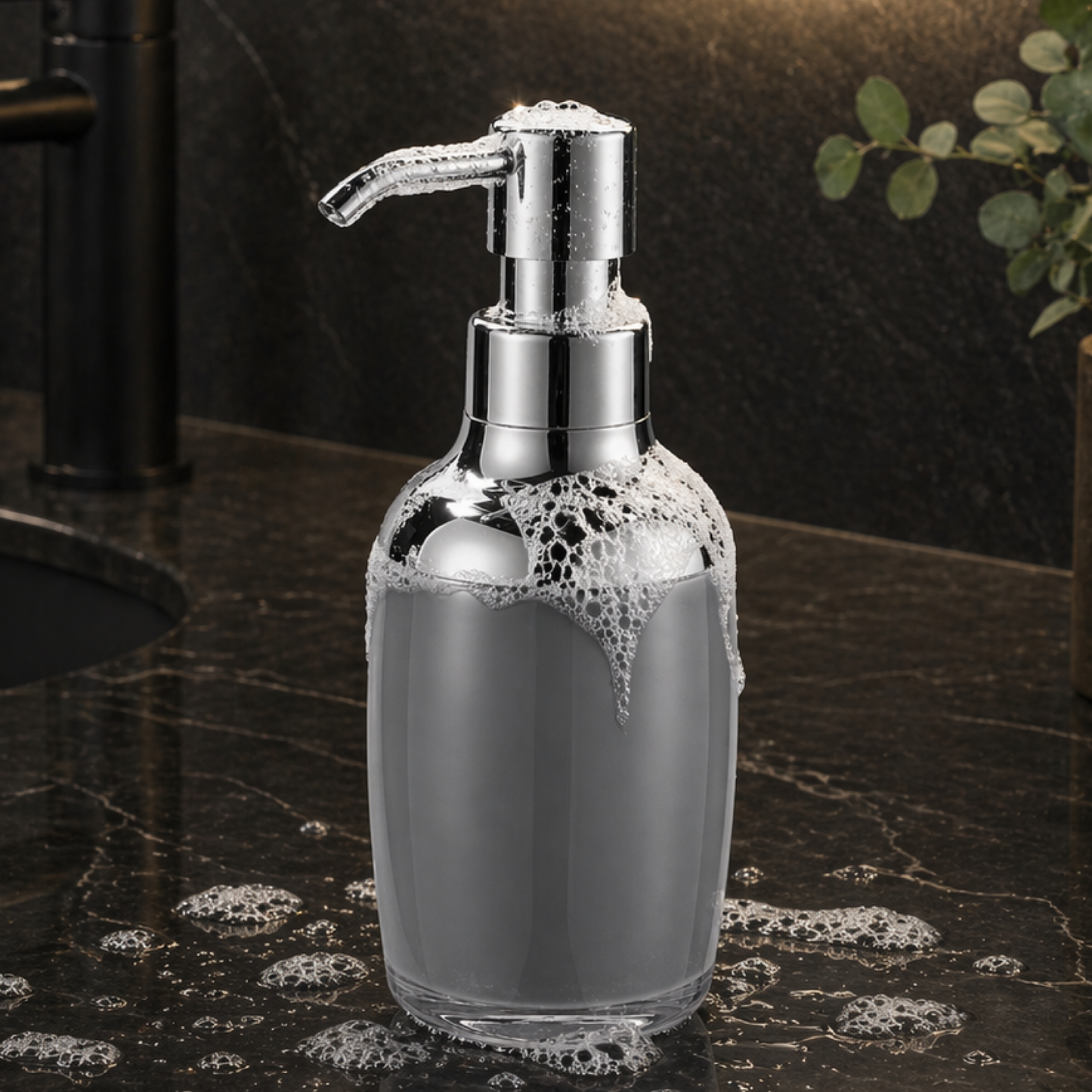 Premium Acrylic Grey Liquid Soap Dispenser Bottle 280ml
