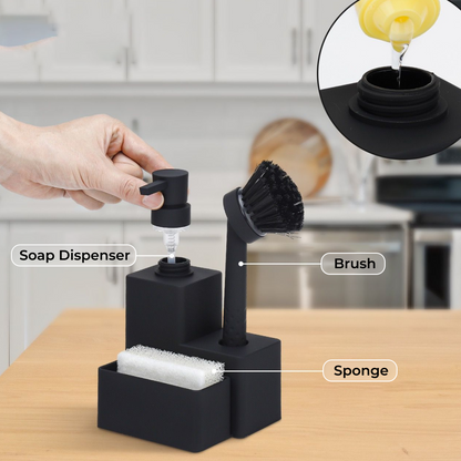 Premium PP 3-in-1 Kitchen Soap Dispenser with Brush Holder