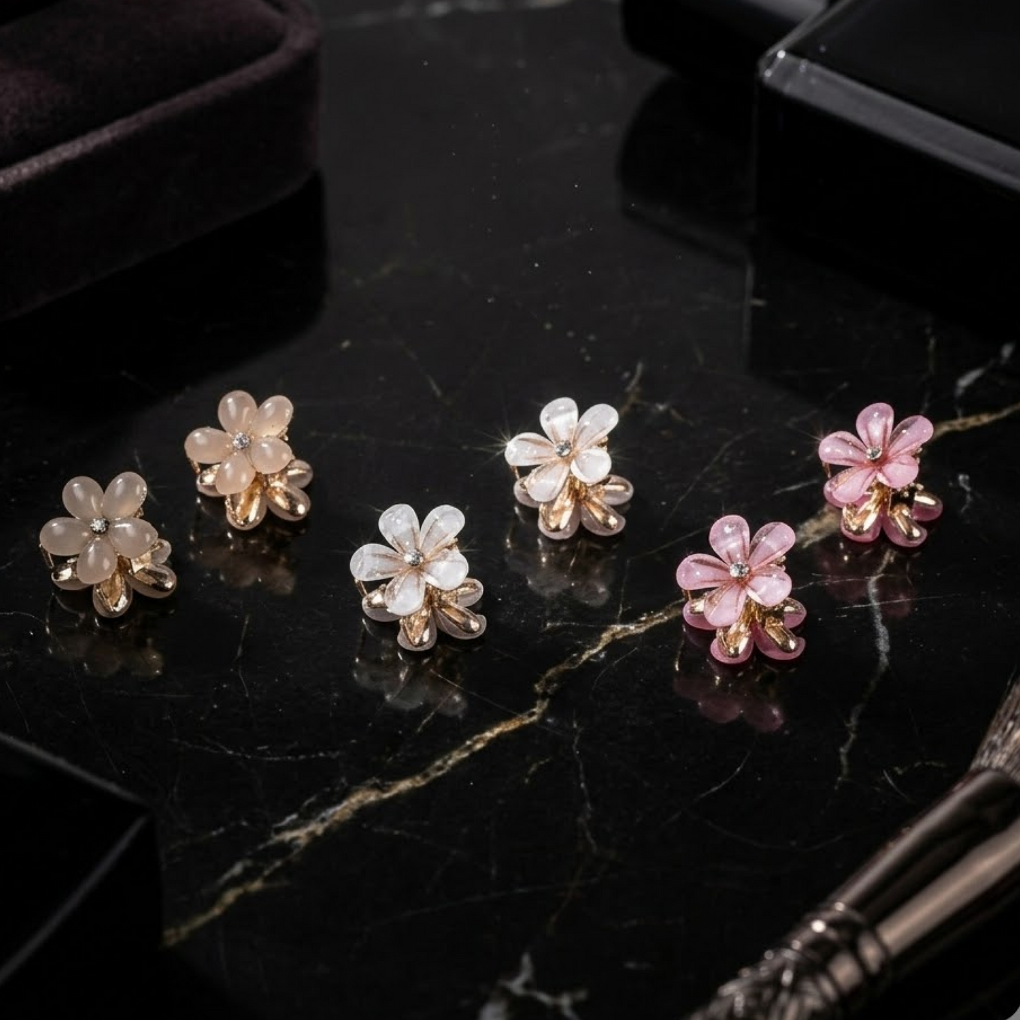 Elegant Floral Mini Hair Claw Clips Set for Girls and Women - 6 Pcs
