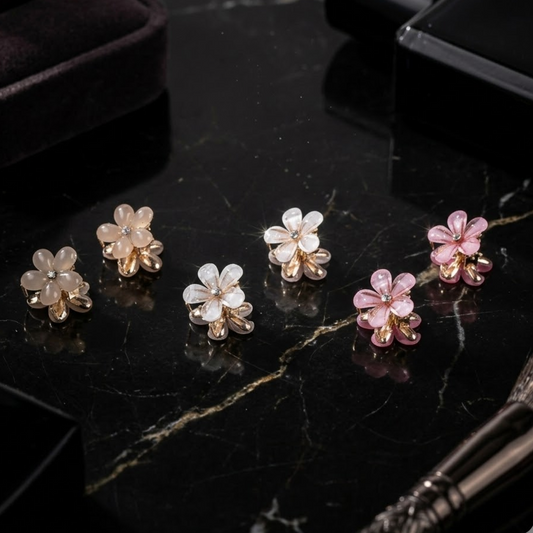 Elegant Floral Mini Hair Claw Clips Set for Girls and Women - 6 Pcs