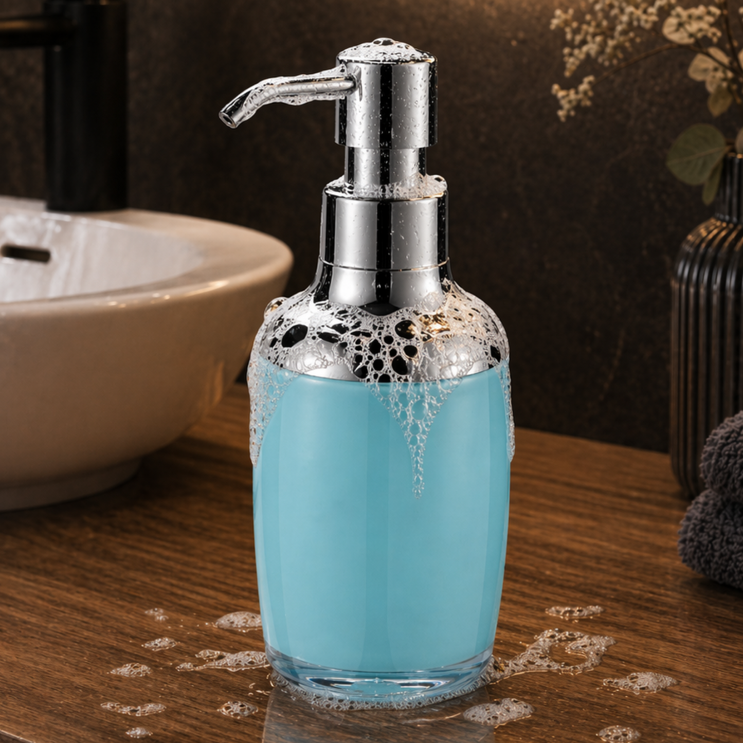 Premium Acrylic Grey Liquid Soap Dispenser Bottle 280ml