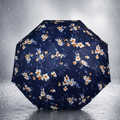 Floral Print UV Protection Umbrella with 10K Golden Rod Frame