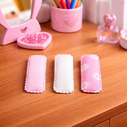Soft Fabric Covered Snap Hair Clips for Girls -  Set of 3