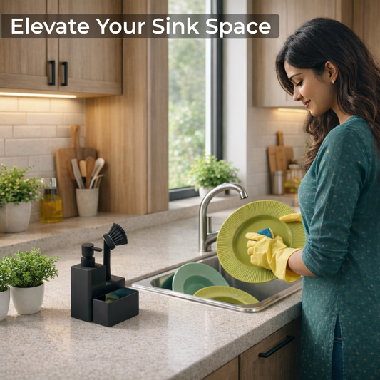 Premium PP 3-in-1 Kitchen Soap Dispenser with Brush Holder