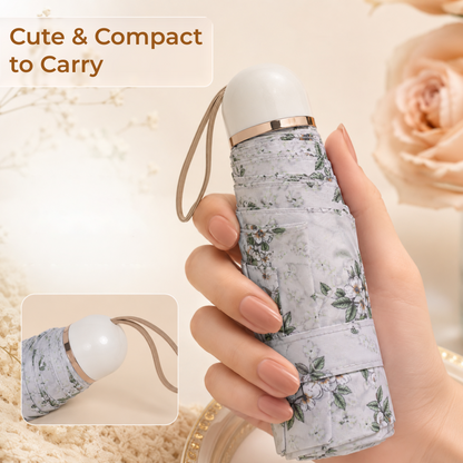 Floral Print UV Protection Umbrella with 10K Golden Rod Frame