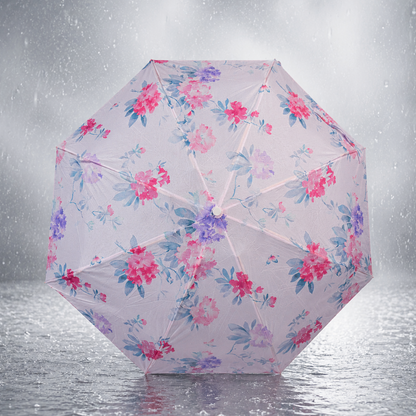 Floral Print UV Protection Umbrella with 10K Golden Rod Frame