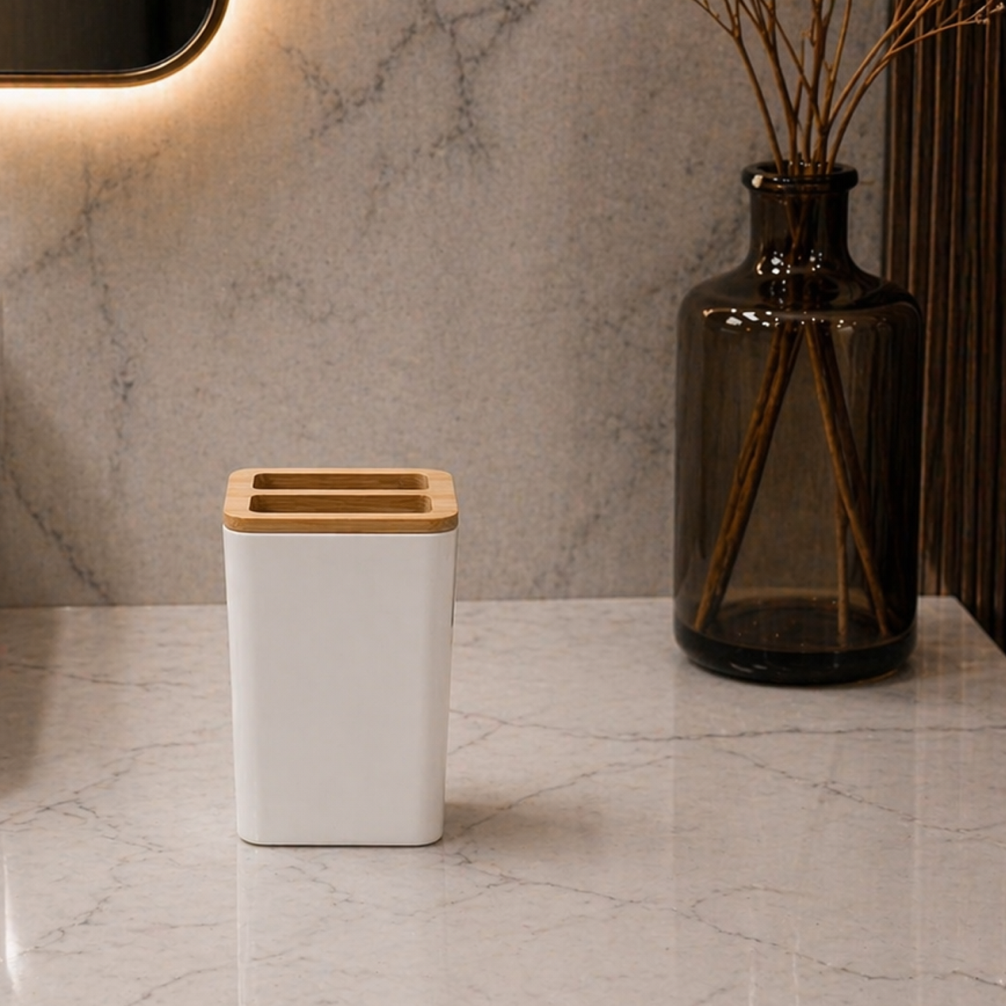 Luxury ABS Bathroom Accessories Set with Wooden Finish