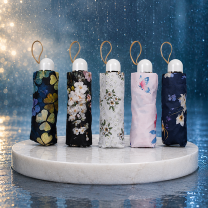 Floral Print UV Protection Umbrella with 10K Golden Rod Frame