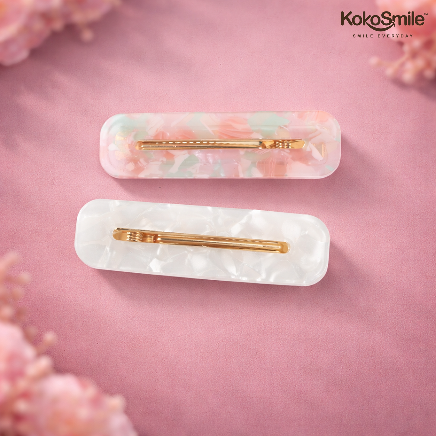 Pastel Marble Acetate Hair Barrettes for Girls/Women - Set of 2