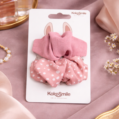 Premium Soft-textured Pink Fabric Puff Hair Clip Set for Girls
