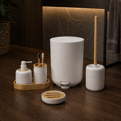 Elegant Bathroom Accessories 6-Piece Set with Ribbed Design