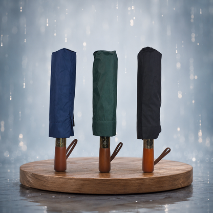 Premium UV Protection Umbrella with 12K Fiber Ribs & Wooden Handle