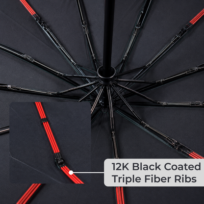 Premium UV Protection Umbrella with 12K Fiber Ribs & Wooden Handle