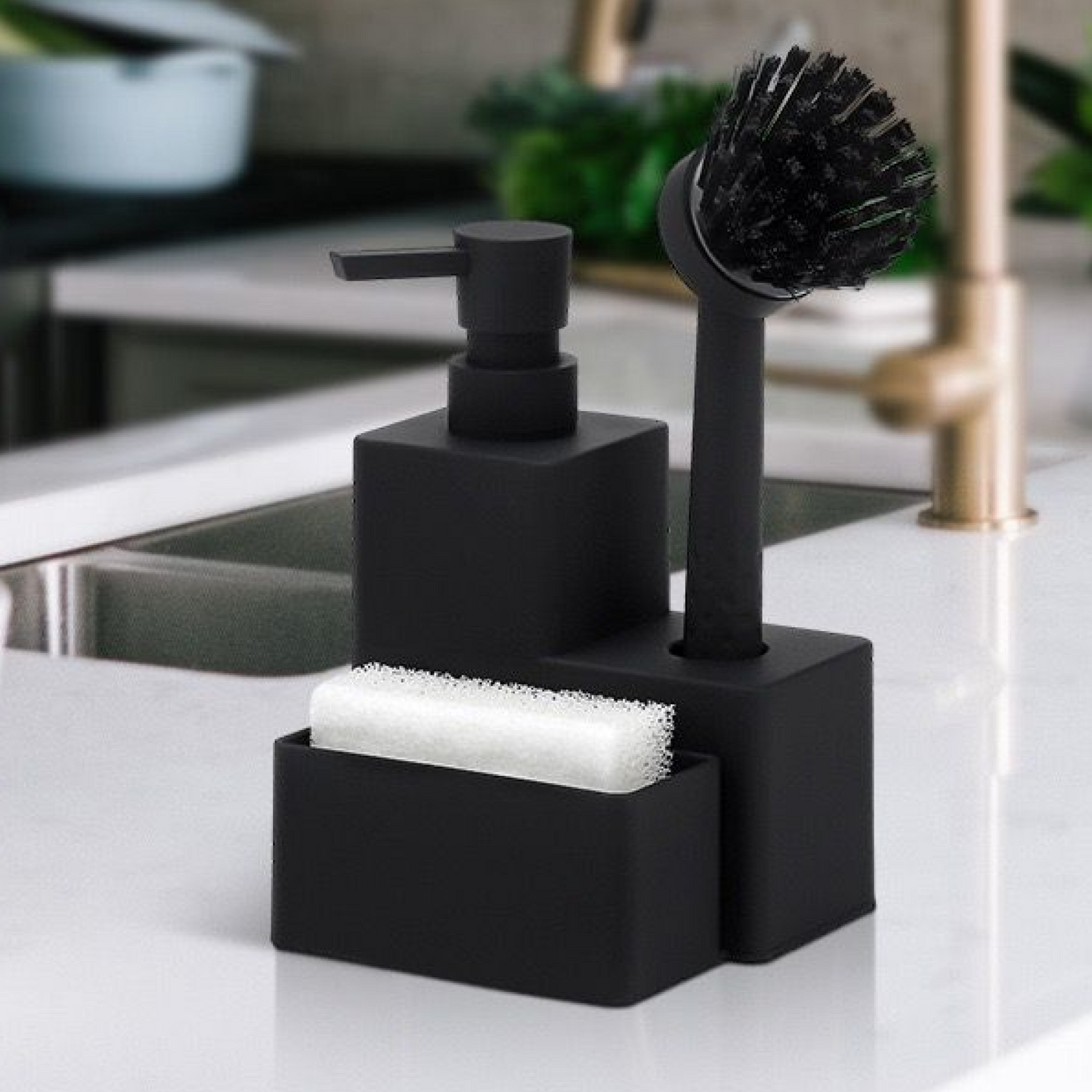 Premium PP 3-in-1 Kitchen Soap Dispenser with Brush Holder