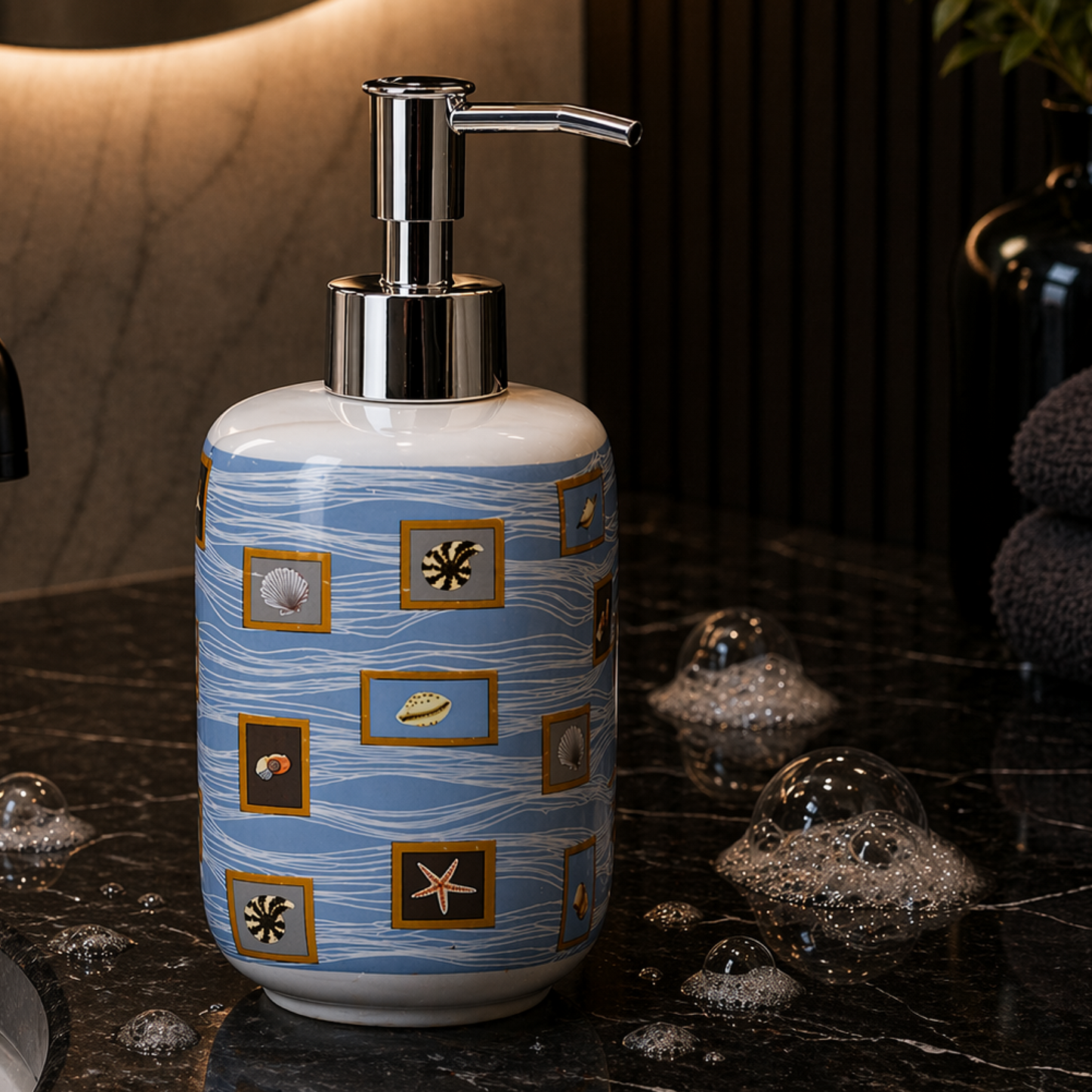 Premium Ceramic Sea Shell Bathroom Accessories Set of 4
