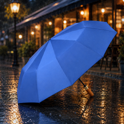 Premium UV Protection Umbrella with 12K Fiber Ribs & Wooden Handle