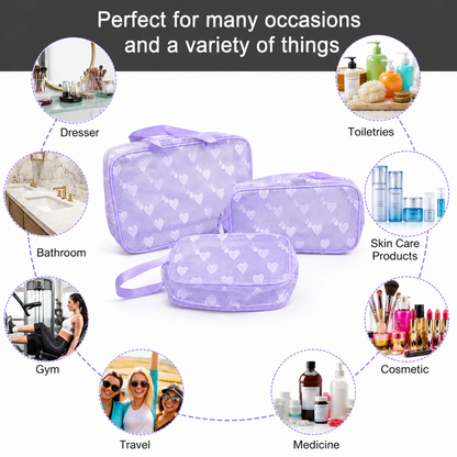 KokoSmile Clear Travel Wash Bag Set – Waterproof Organizer Set of 3