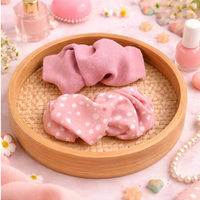 Premium Soft-textured Pink Fabric Puff Hair Clip Set for Girls