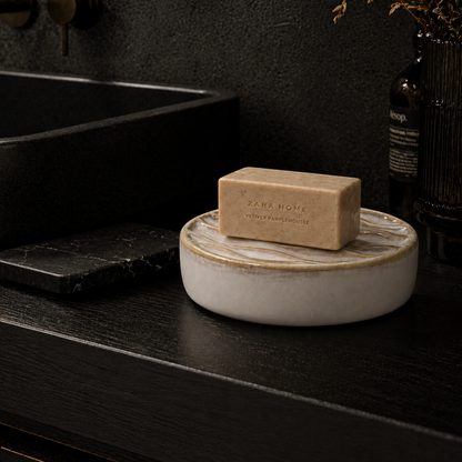 Luxury Ceramic Bath Accessories Set with Gold Finish - Set of 3