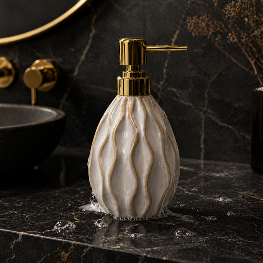 Luxury Ceramic Bath Accessories Set with Gold Finish - Set of 3
