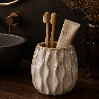 Luxury Ceramic Bath Accessories Set with Gold Finish - Set of 3