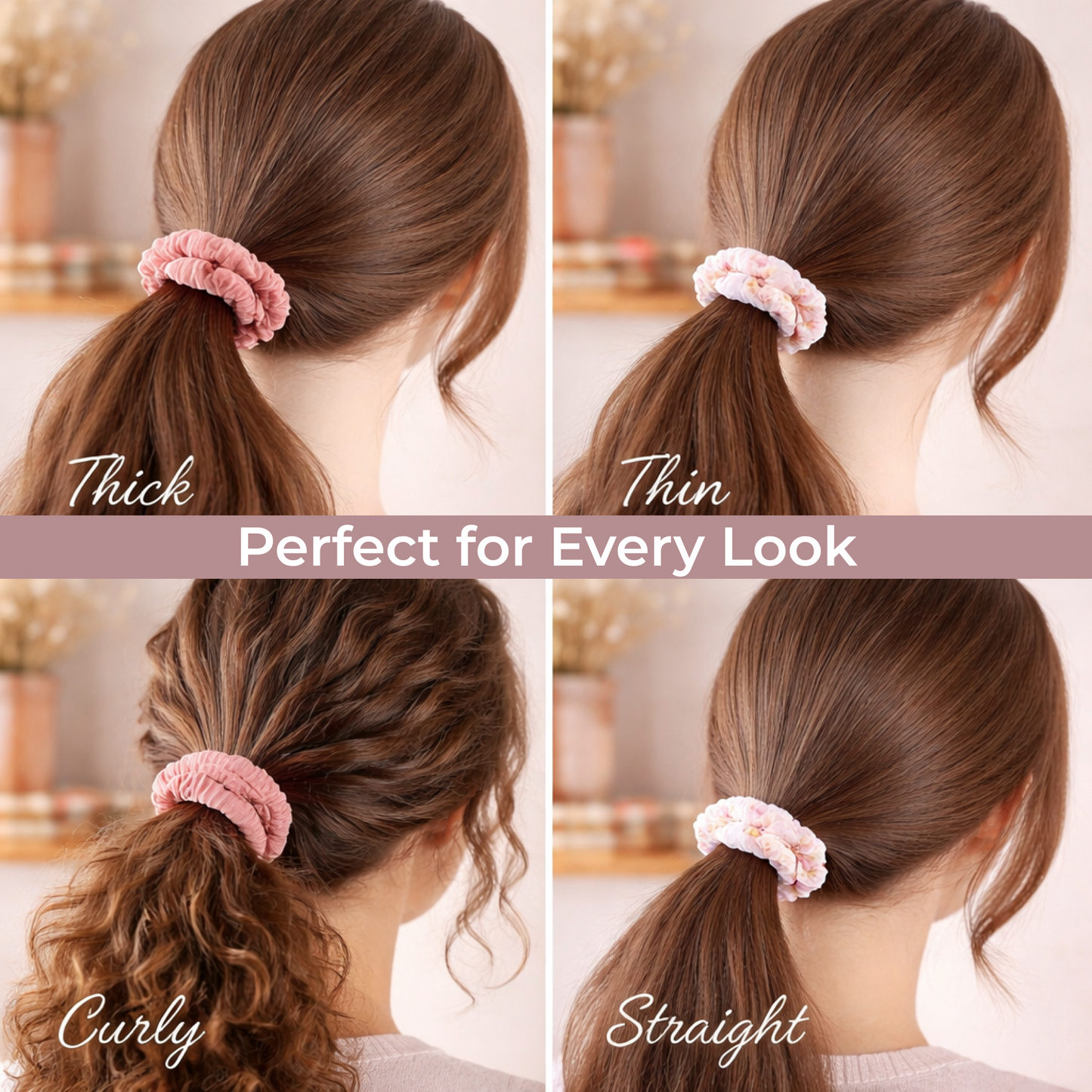 KokoSmile Pastel Scrunchie & Bow Set – 3 Pieces