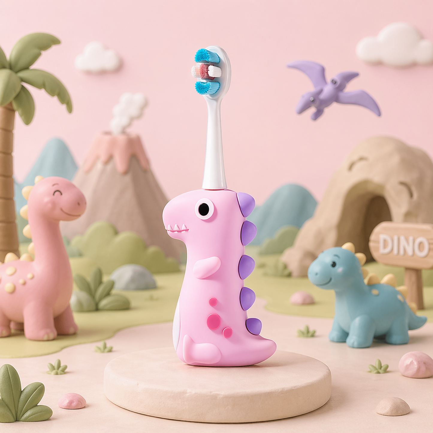 Kids Soft Bristle Dino Cartoon Toothbrush for Boys & Girls (3-6Y)