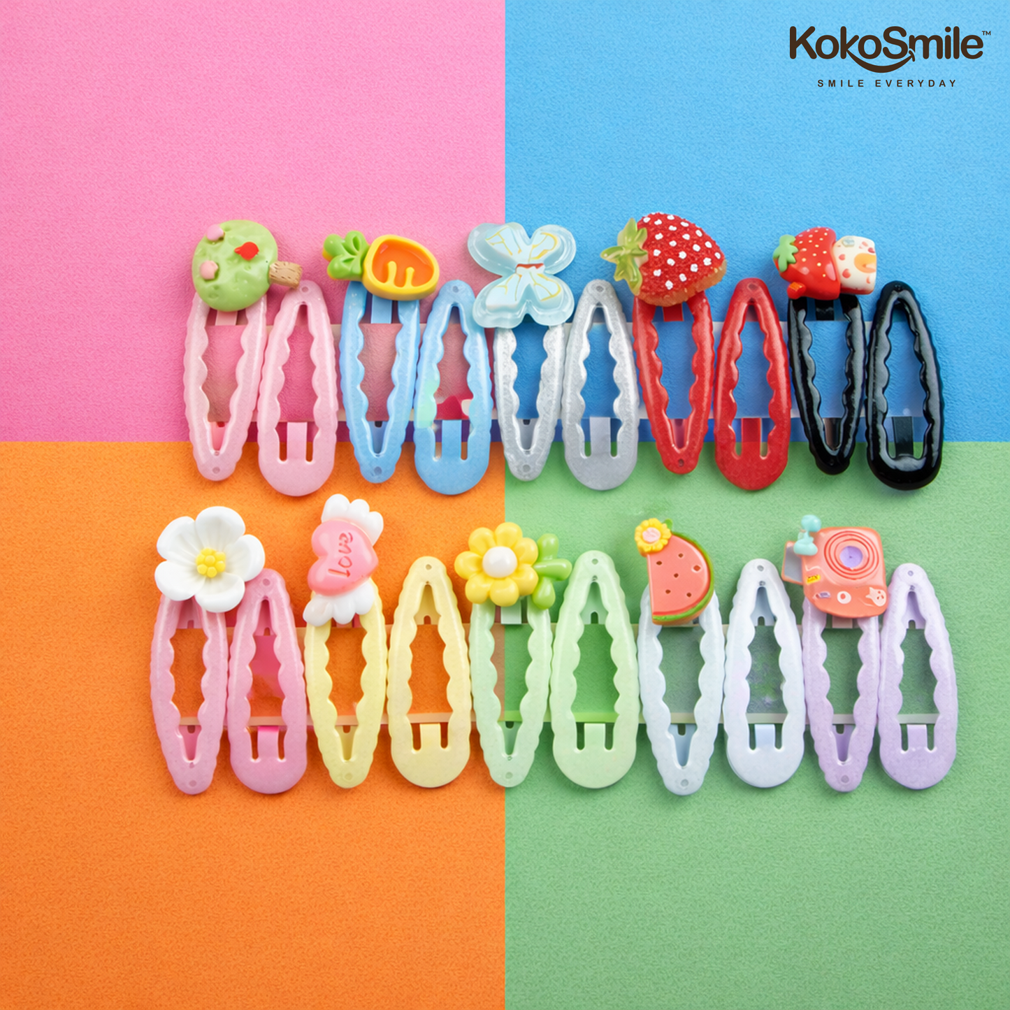 20-Piece Cute Cartoon Snap Hair Clips Set for Girls & Kids