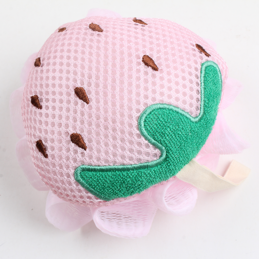 Strawberry Bath Loofah Sponge – Soft Exfoliating Shower Puff with Rich Foam