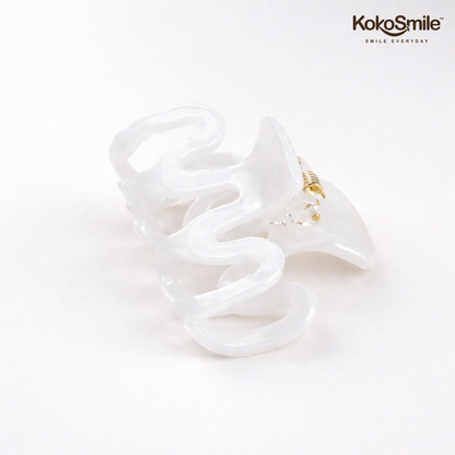 Premium Marble Acrylic Wavy Hair Claw Clip – Glossy Anti-Slip Elegant Hair Accessory for Women