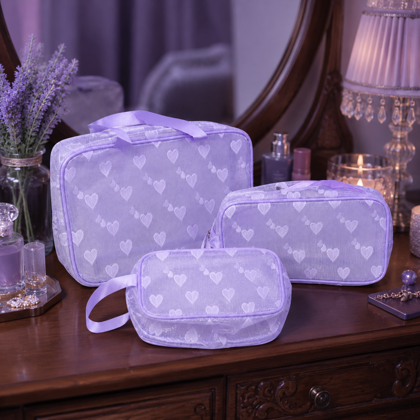 KokoSmile Clear Travel Wash Bag Set – Waterproof Organizer Set of 3