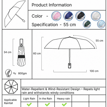 Premium Solid Color Windproof Outdoor Umbrella with Tilt Feature